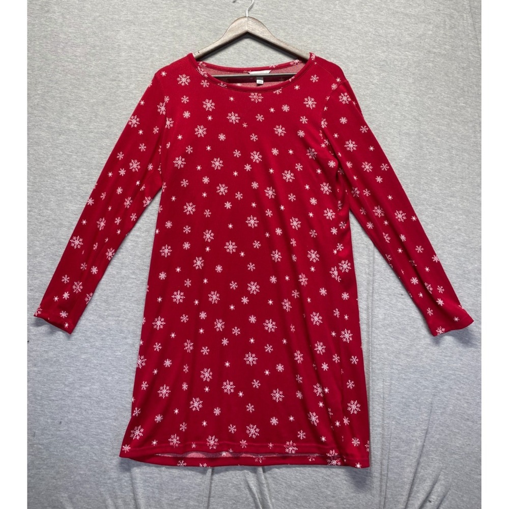 Charter Club Intimates Nightgown Womens Medium Red White‎ Snowflake Sleepwear